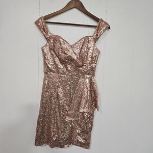 BARIANO AUSTRALIA Elegant Sequin Dress in Rose Gold